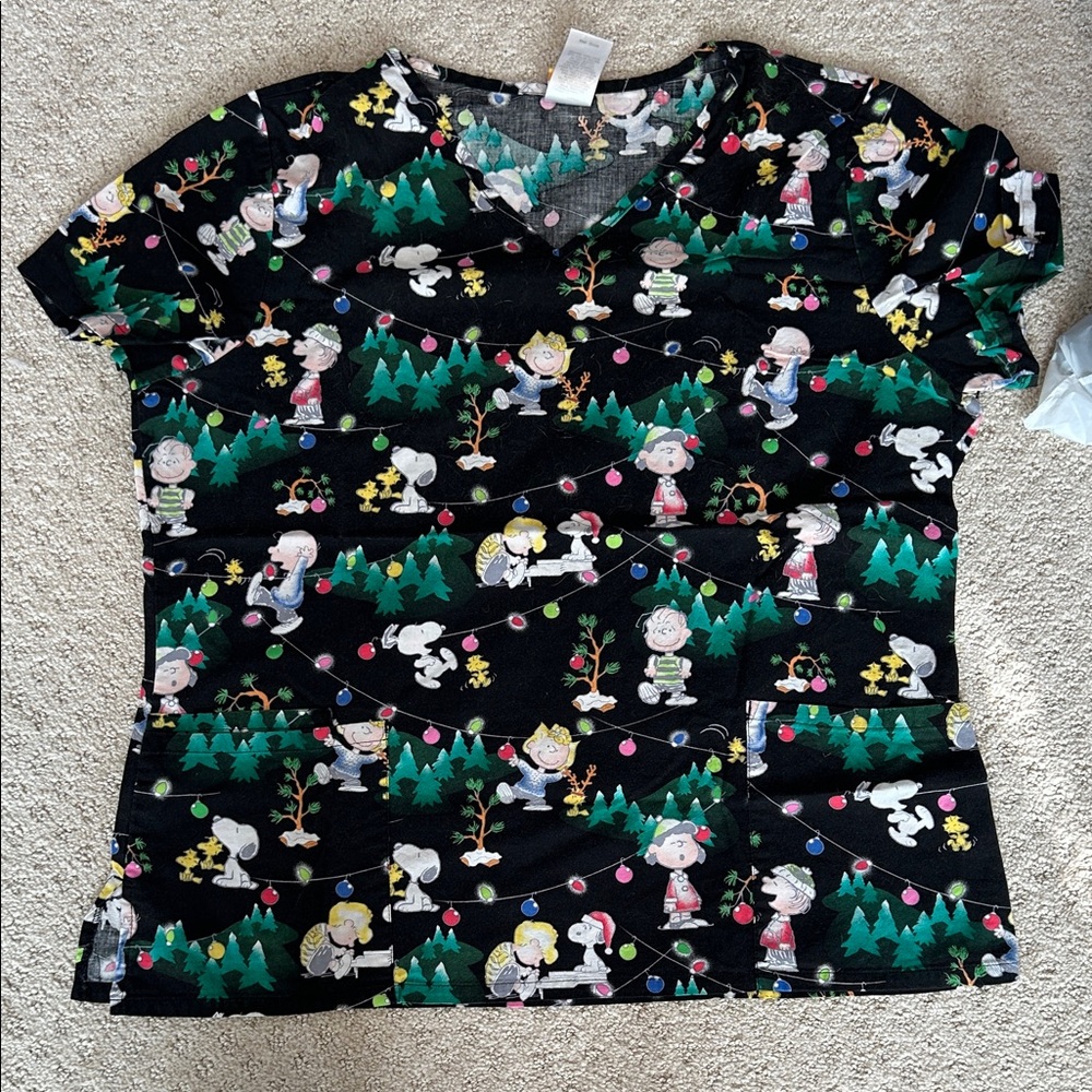 Charlie Brown Christmas scrub top